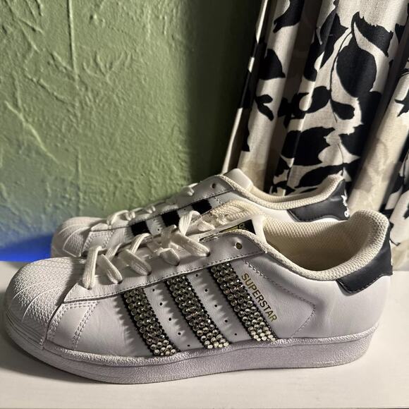Adidas Superstar Womens Size 7.5 Customized Blinged Out Sneakers C77153 2016 - Picture 8 of 16